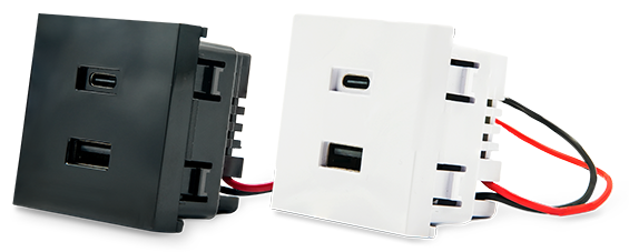 Cargador USB tipo A y C para el soporte de pared blanco